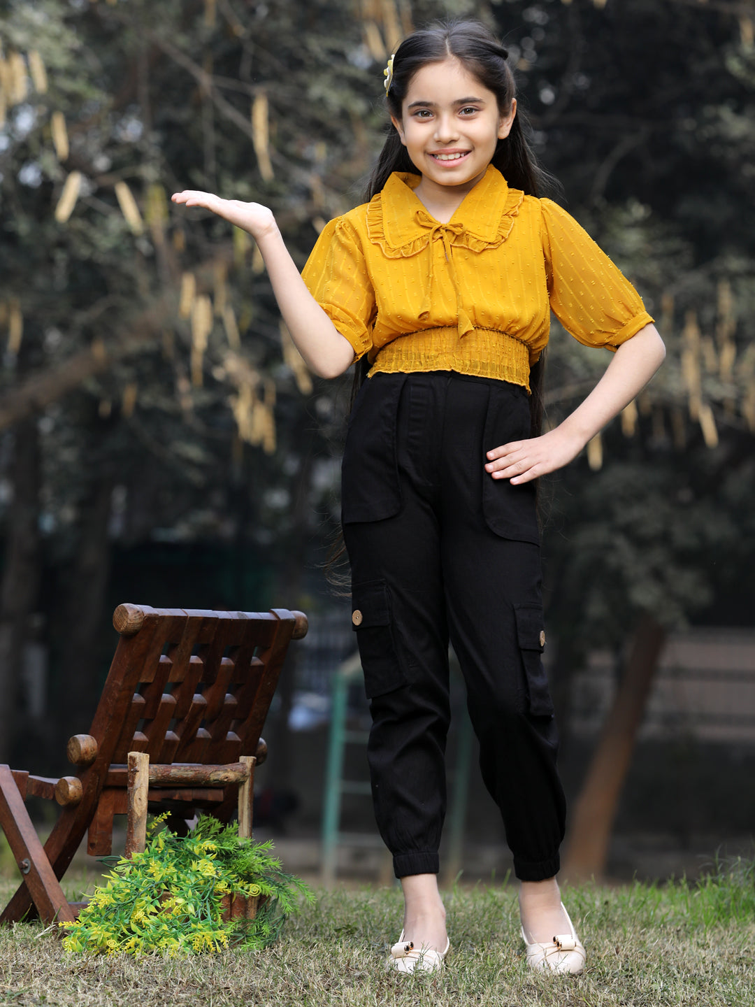 Girls mustard yellow outlet shirt