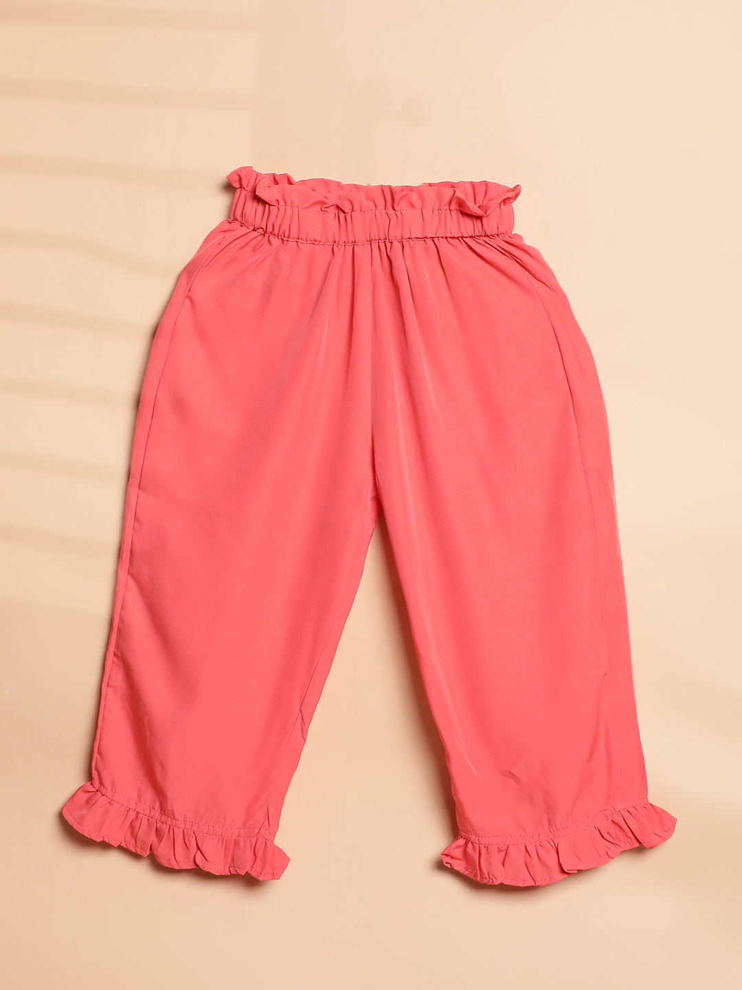 Cutiekins Girls Casual Mid-Rise Solid Capri -Peach