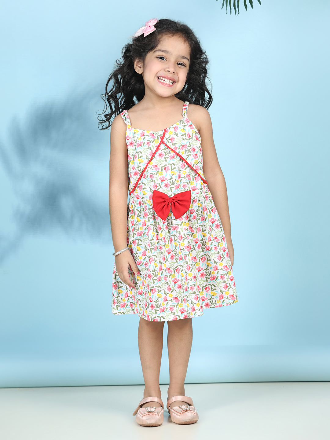 Cutiekins Girls Trendy & Stylish Floral Printed Dress -Off White & Multi