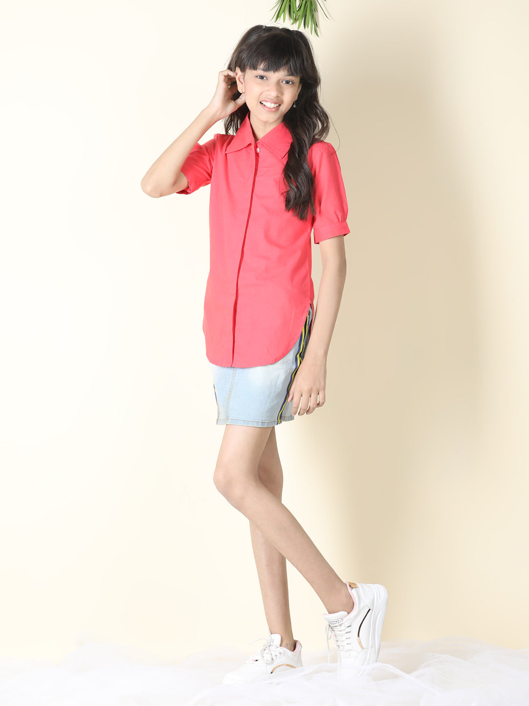 Cutiekins Girls Shirt Style Solid Top -Coral
