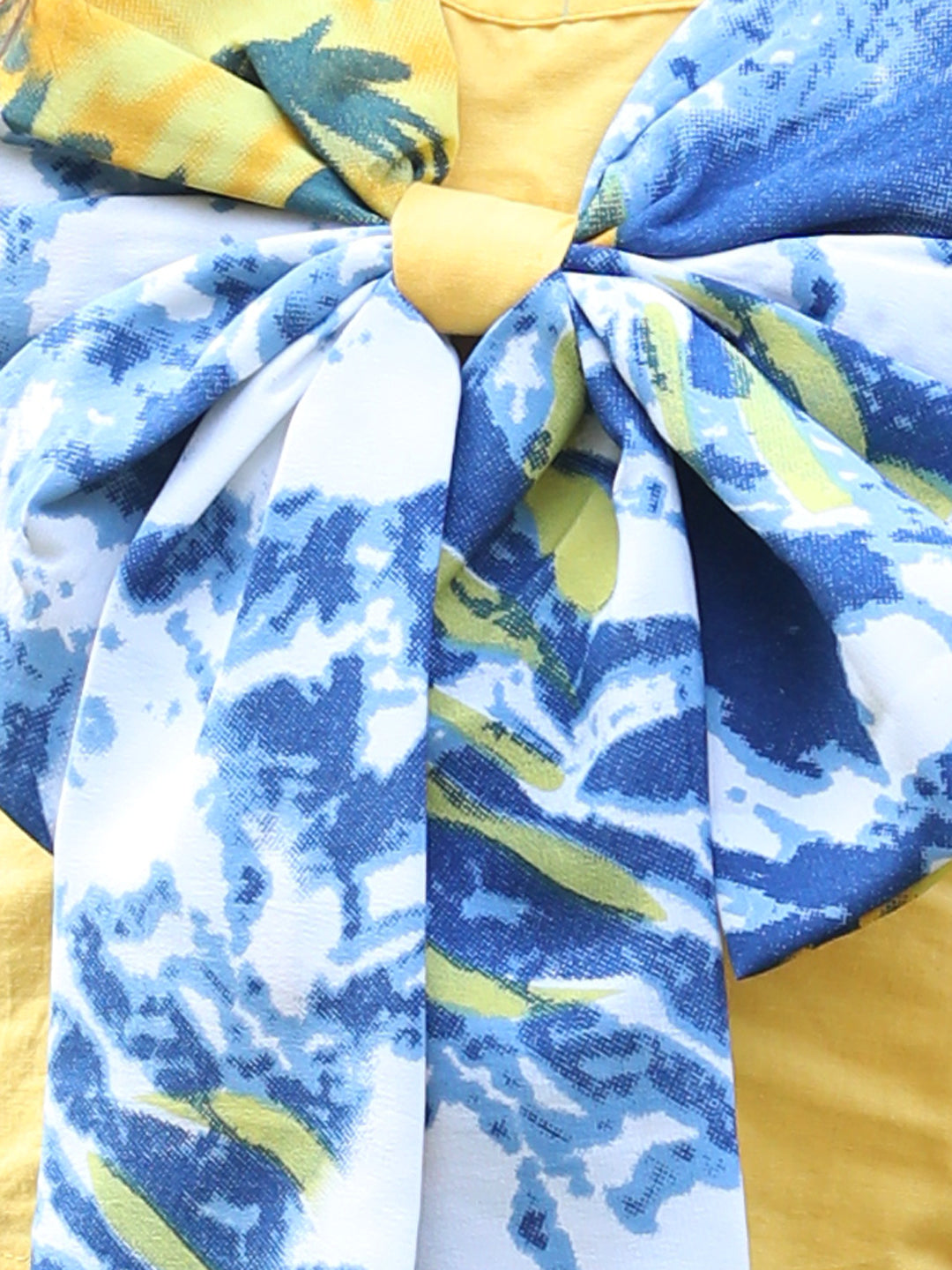 Cutiekins Shoulder Straps Solid Crop Top- Yellow & Blue
