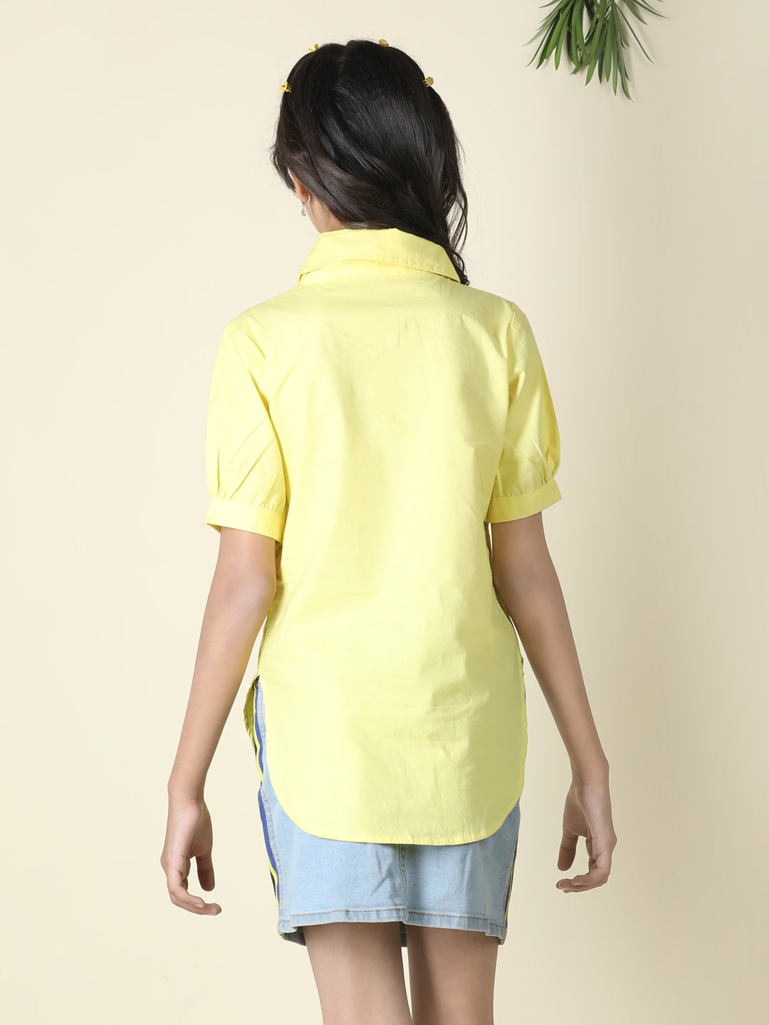 Cutiekins Girls Shirt Style Solid Top -Lemon