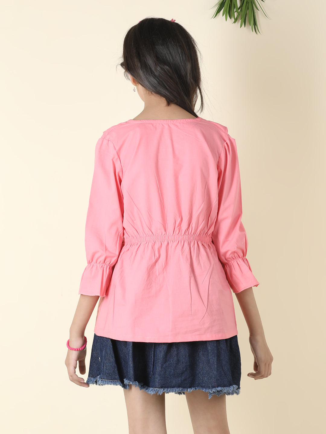 Cutiekins Girls Shirt Style Solid Top -Peach