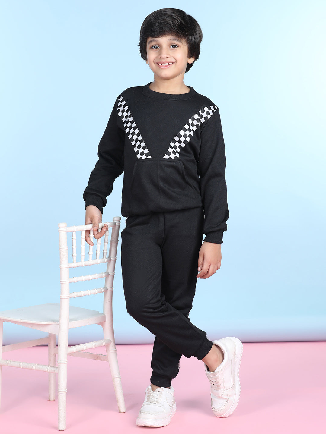 Cutiekins Boys Black & White Sweatshirt With Trackpant