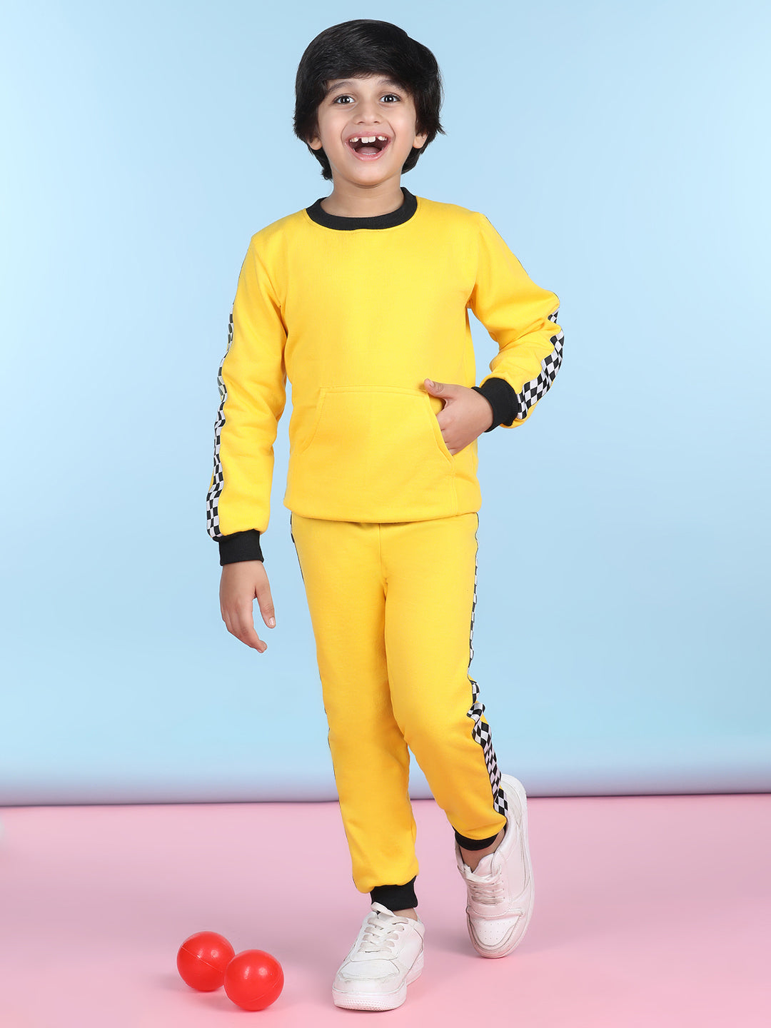 Cutiekins Boys Yellow & White Sweatshirt With Trackpant