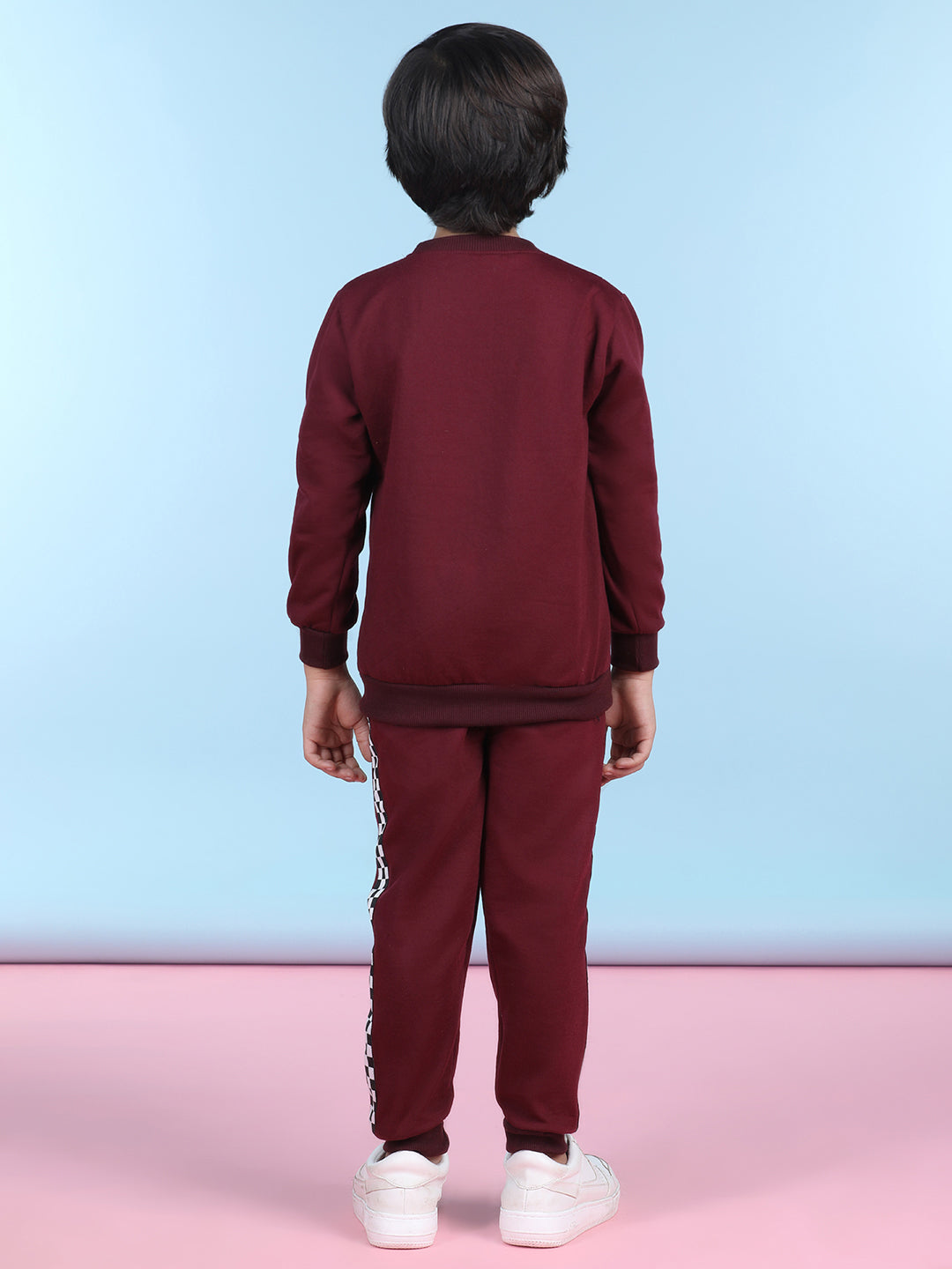 Cutiekins Boys Maroon & White Sweatshirt With Trackpant