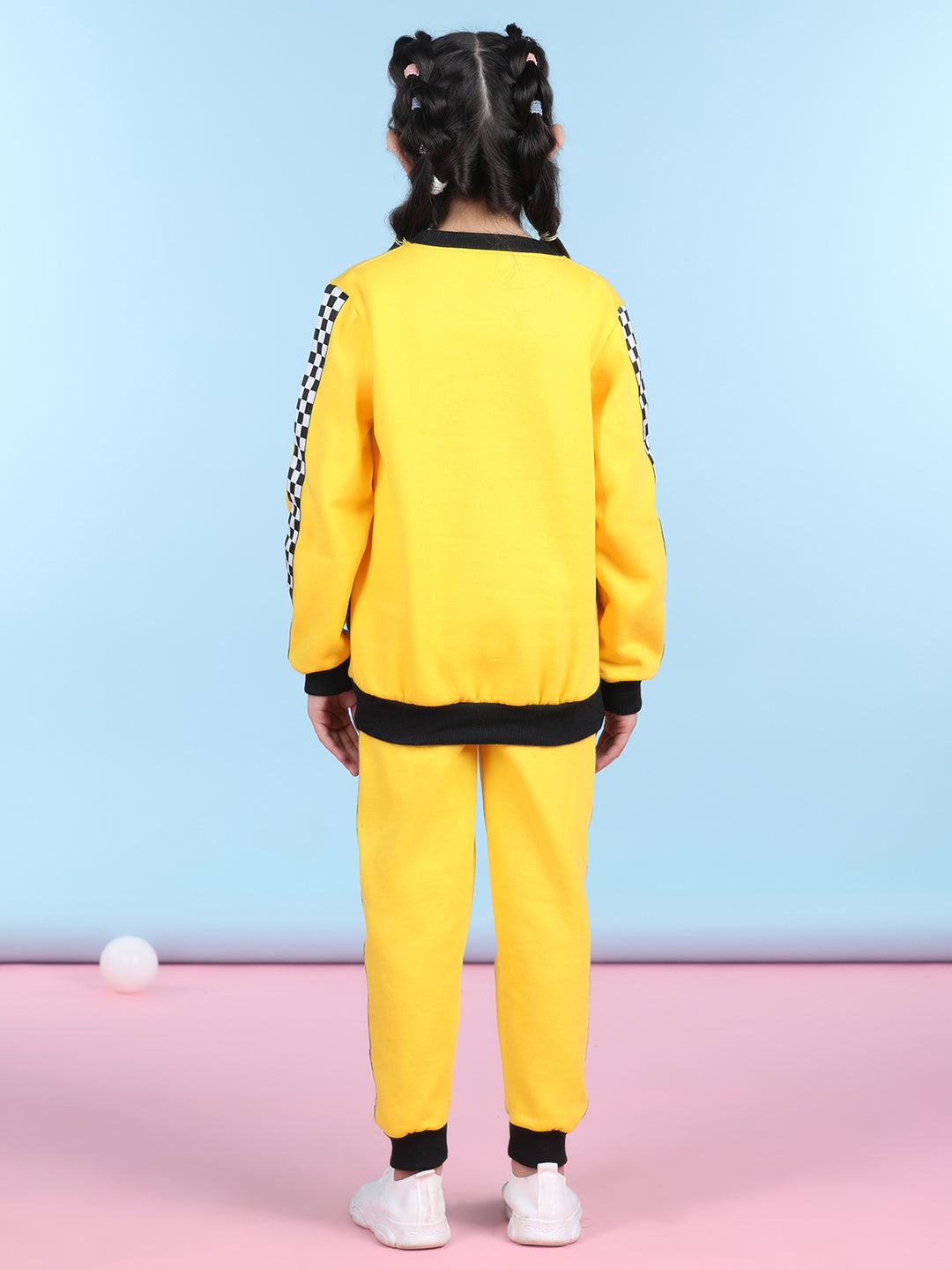 Cutiekins Girls Yellow & White Sweatshirt With Trackpant