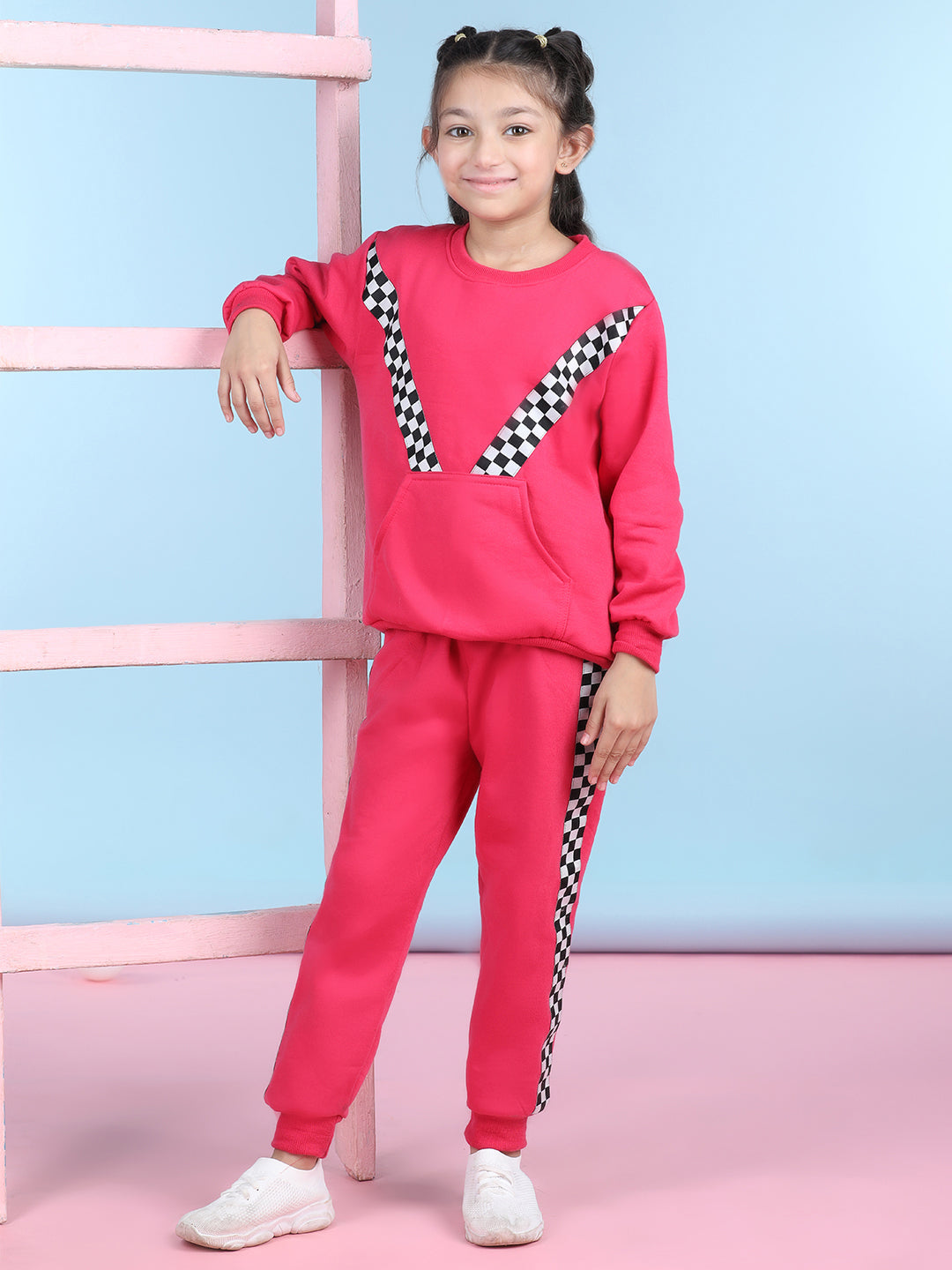 Cutiekins Girls Pink & White Sweatshirt With Trackpant