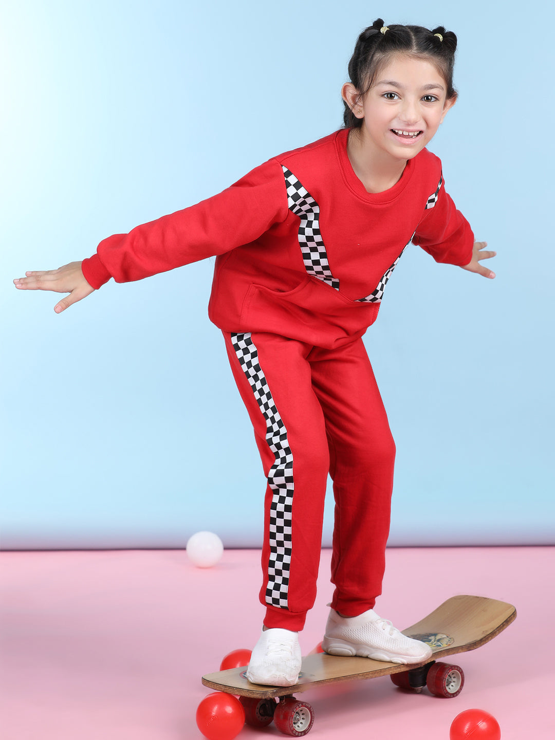 Cutiekins Girls Red & White Sweatshirt With Trackpant