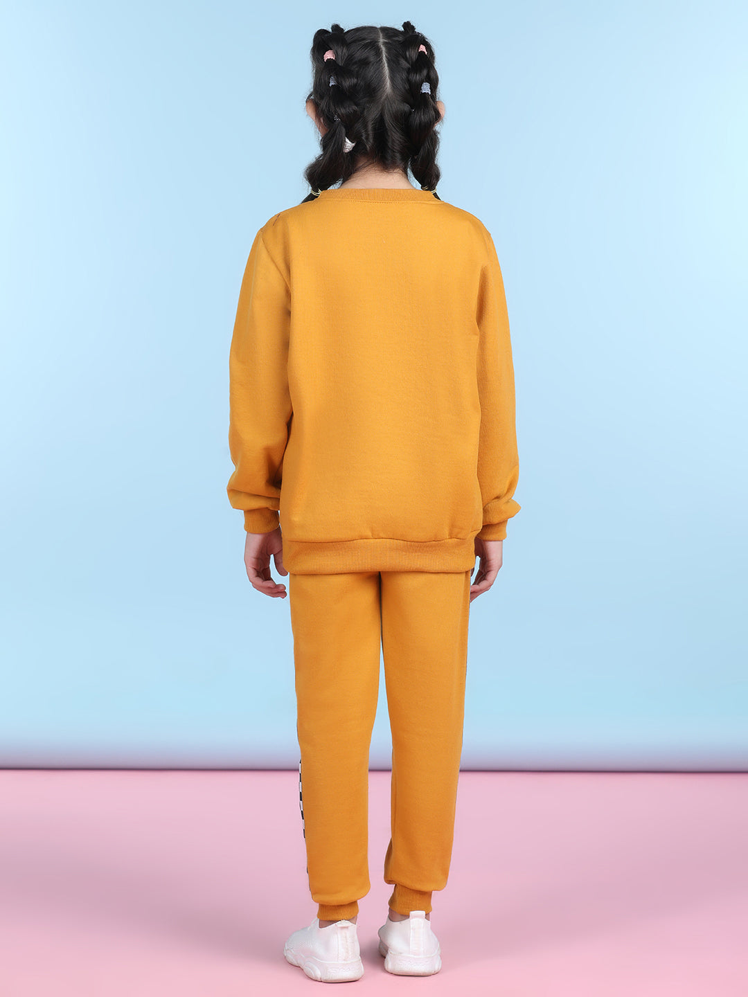 Cutiekins Girls Mustard & White Sweatshirt With Trackpant