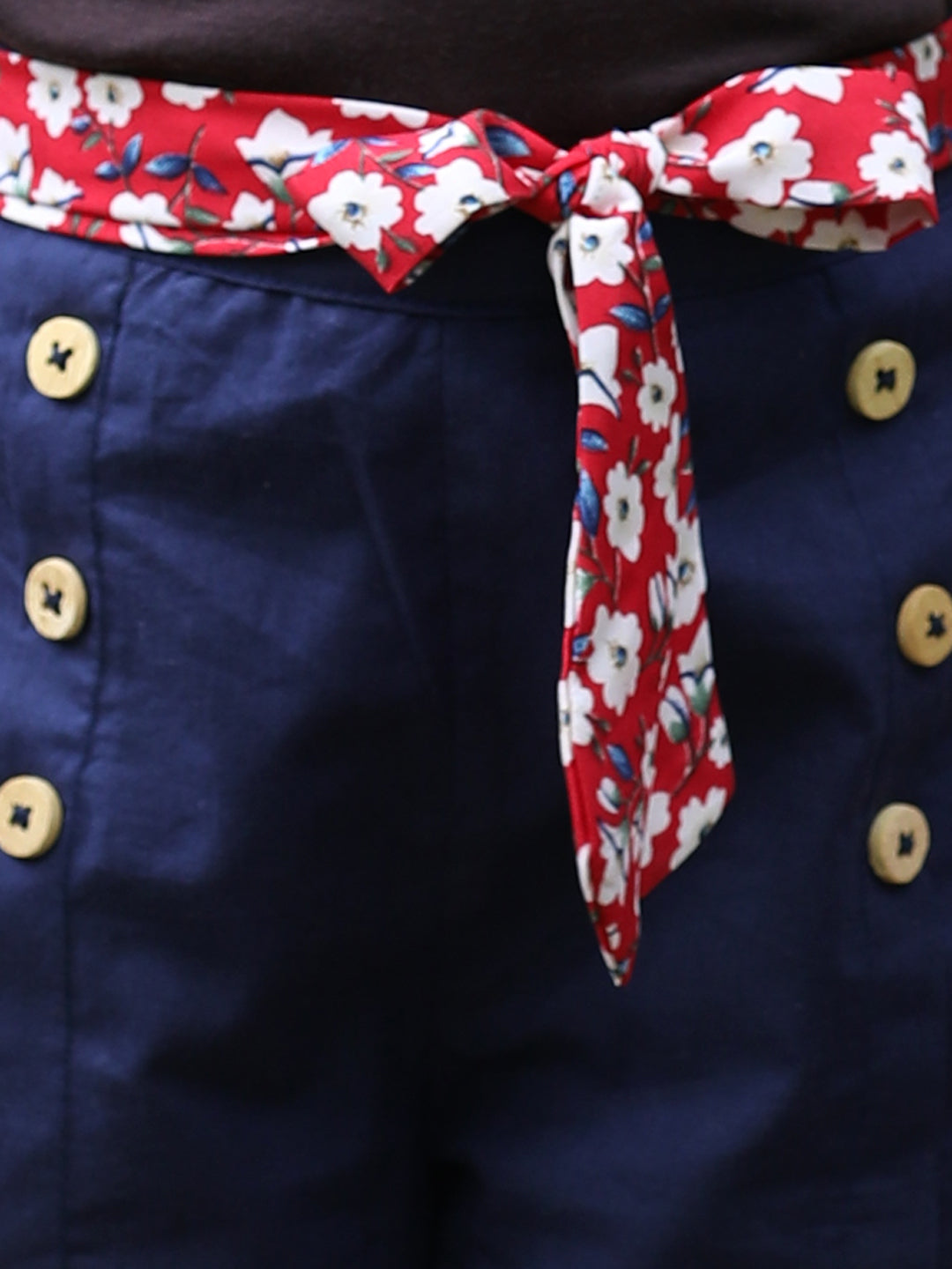 Cutiekins Solid Cotton Regular Shorts-Navy Blue & Red