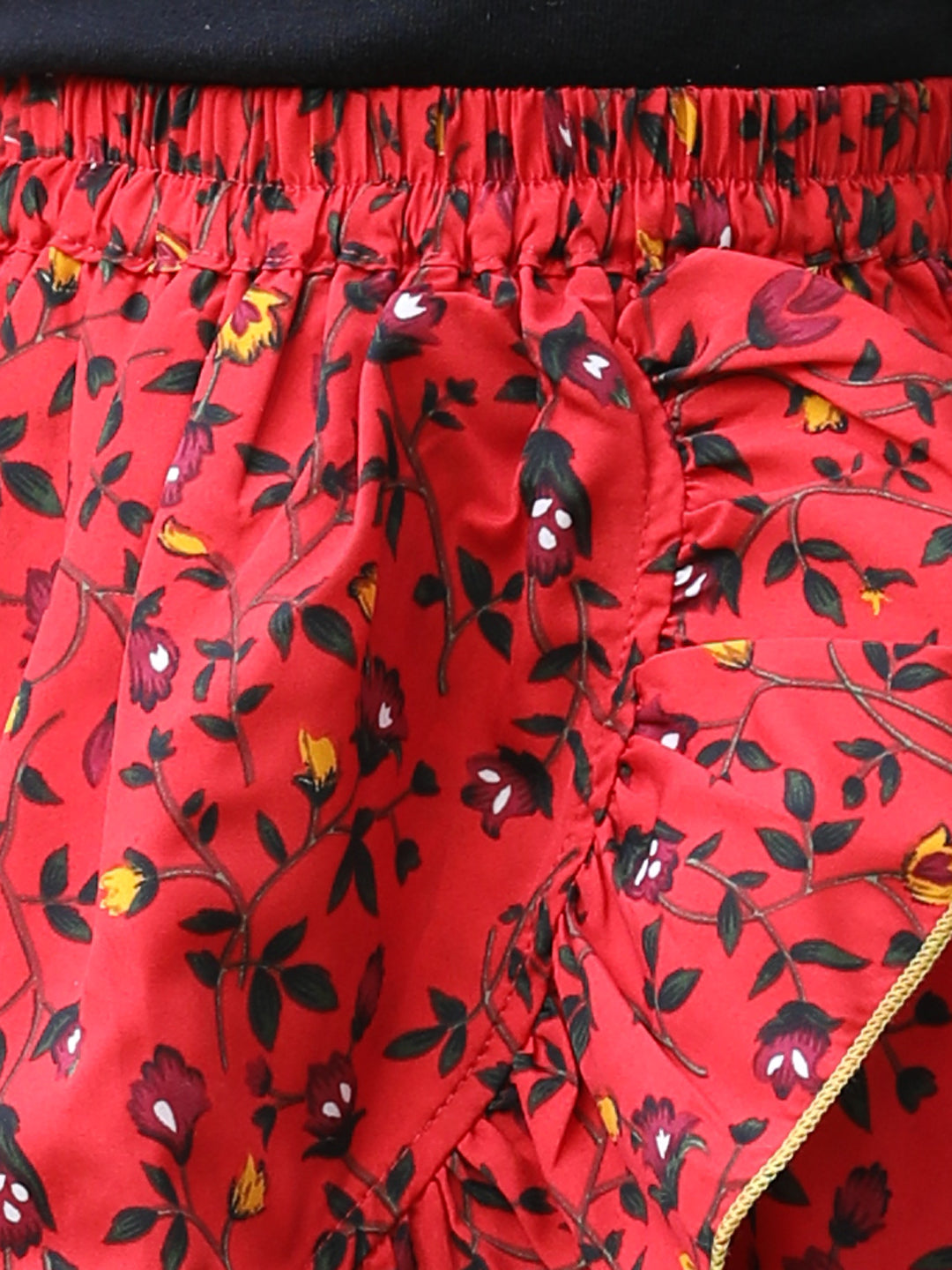 Cutiekins Floral Print Flared Skirts-Red & Yellow