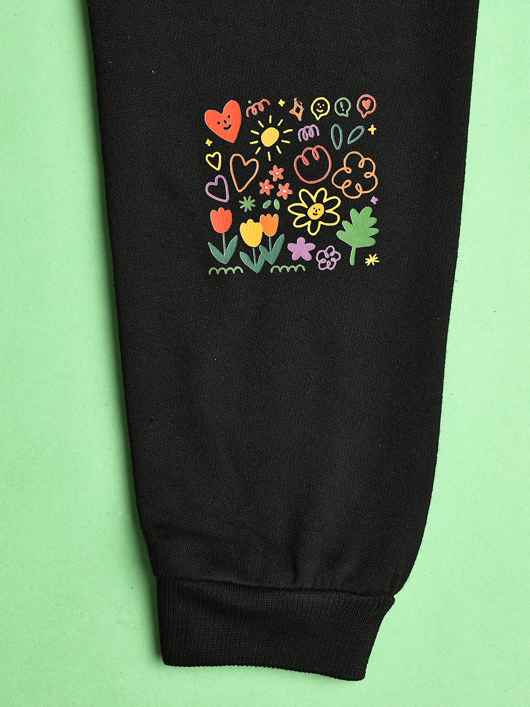 Cutiekins Girls Graphic Print Cozy Trackpant -Black