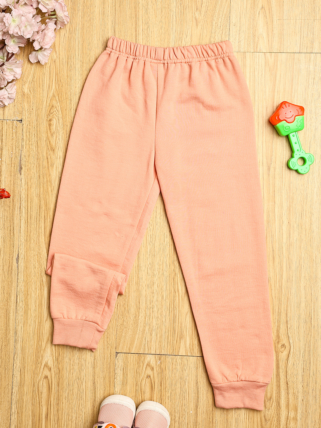 Cutiekins Girls Graphic Print Cozy Trackpant -Peach