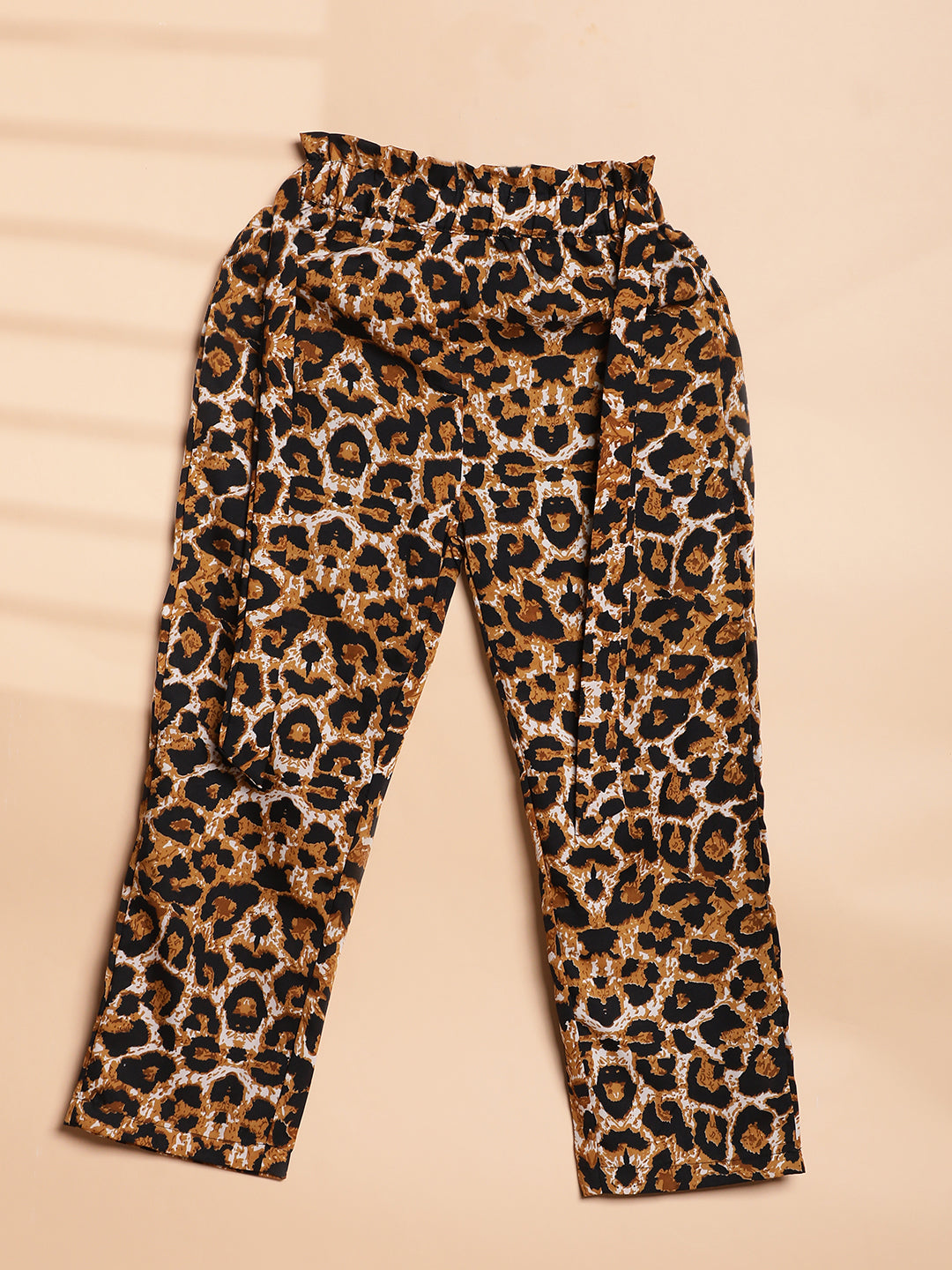 Cutiekins Girls Casual Animal Print Palazzo -Brown & Black