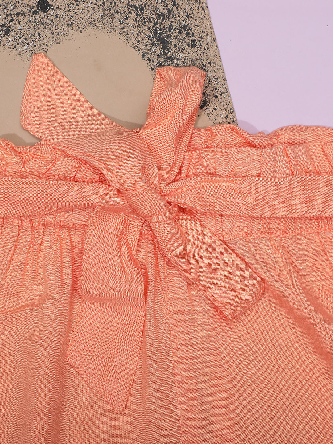 Cutiekins Girls Casaul Solid Palazzo with Belt -Peach