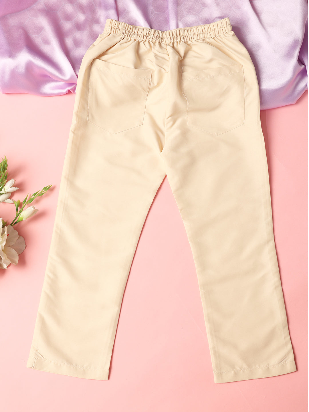 Cutiekins Girls Casual Solid Regular-Fit Trouser -Beige