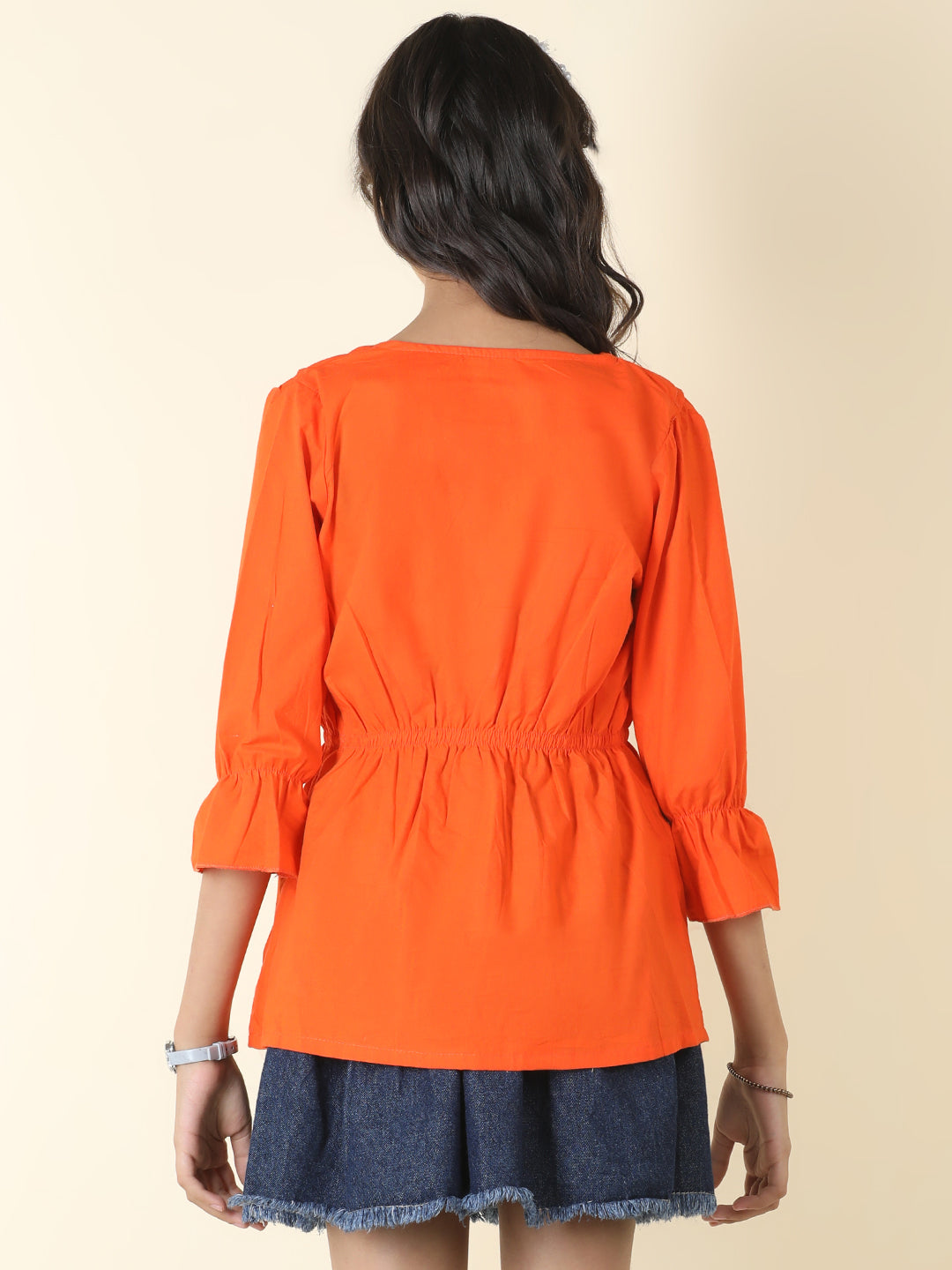 Cutiekins Girls Shirt Style Solid Top -Orange