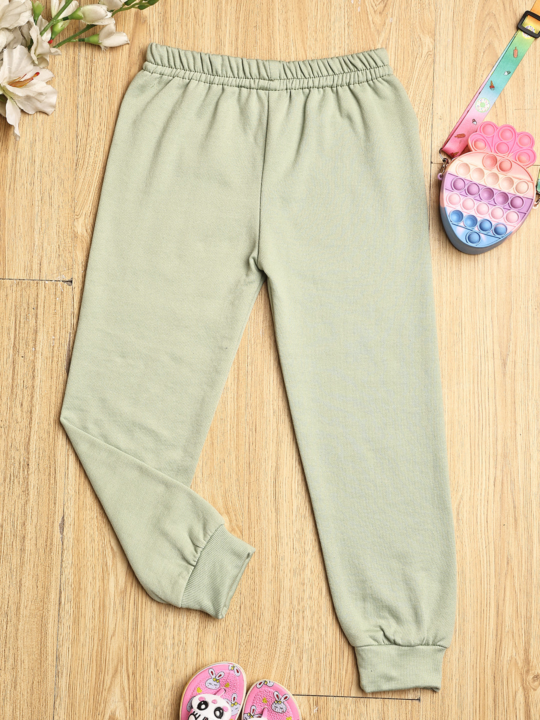 Cutiekins Girls Solid Cozy Fleece Trackpant -Olive