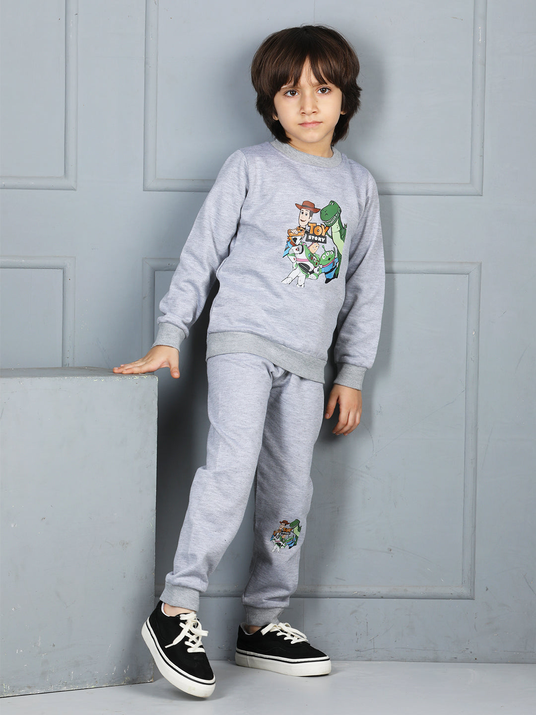 Cutiekins Boys Toy Story Graphic Print cozy Tracksuit -Grey & Green