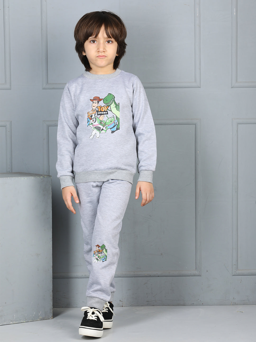 Cutiekins Boys Toy Story Graphic Print cozy Tracksuit -Grey & Green