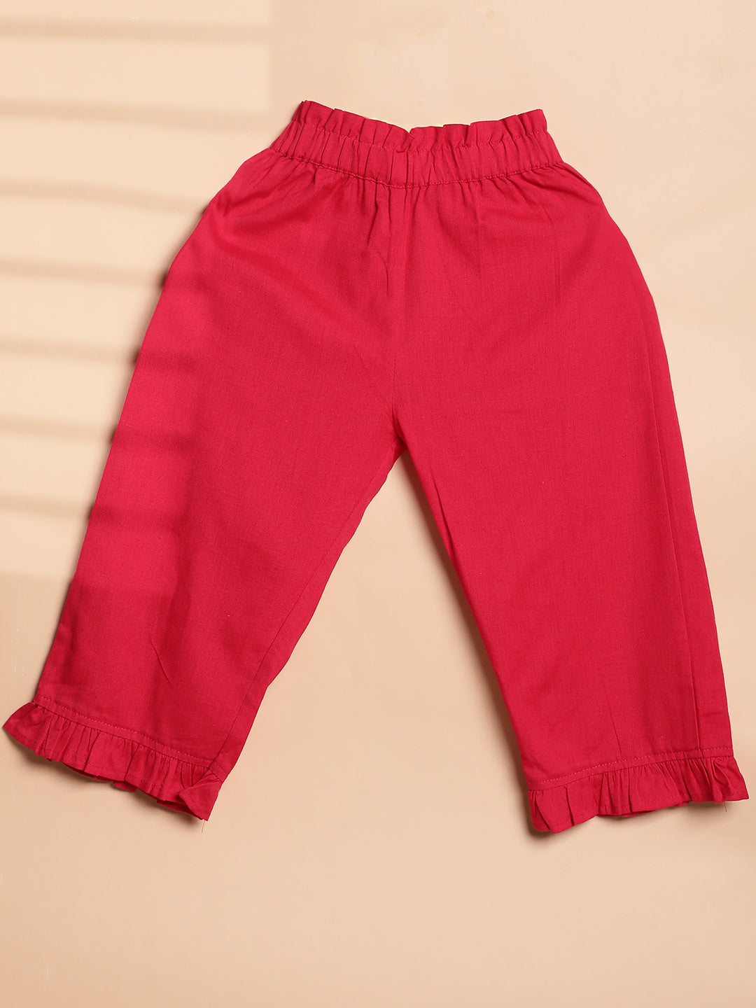 Cutiekins Girls Casual Solid Capri -Red