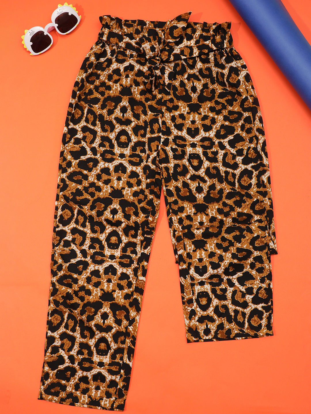 Cutiekins Girls Casual Animal Print Palazzo -Brown & Black