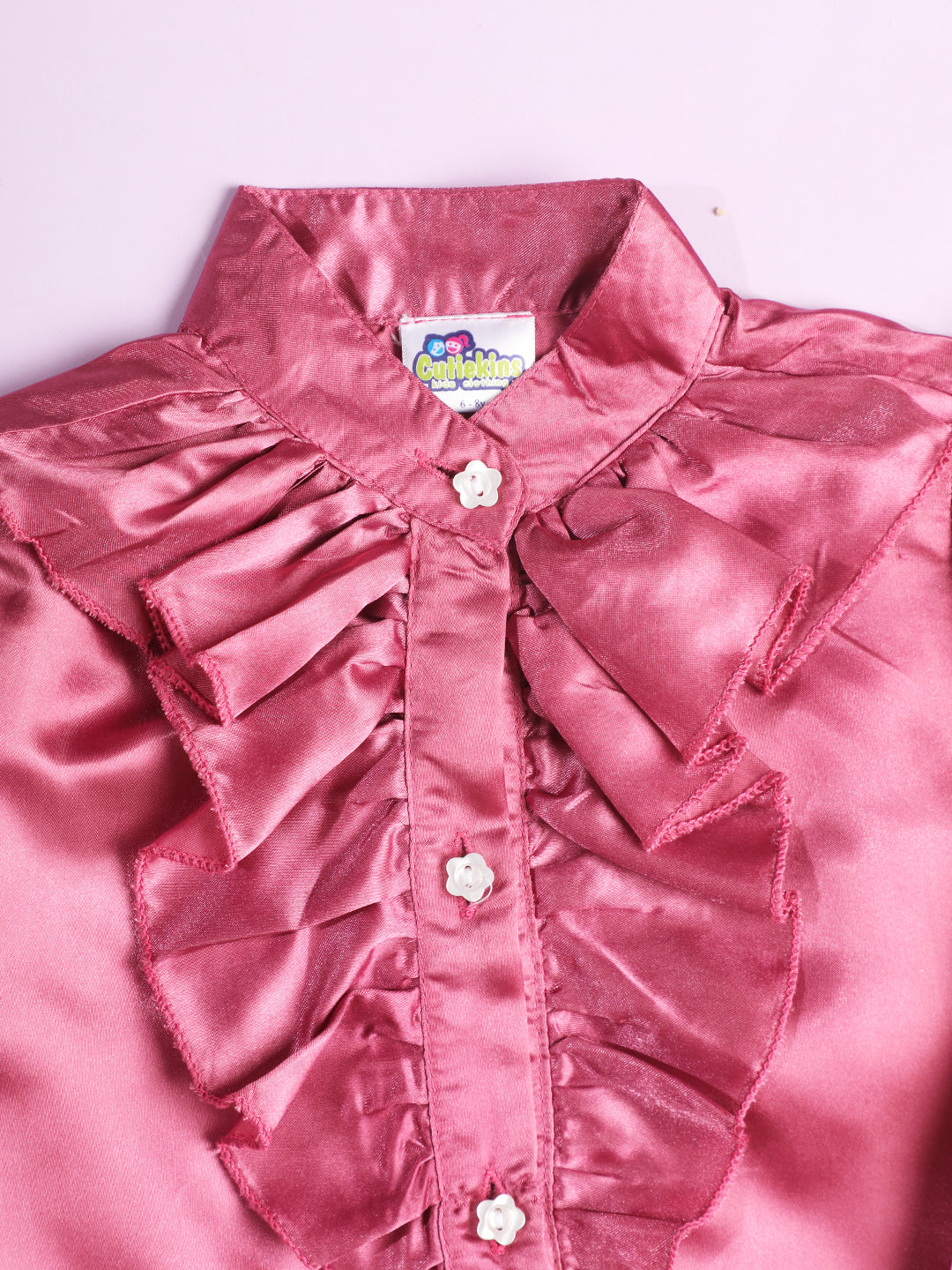 Cutiekins Girls Shirt Style Embellished Top -Onion Pink