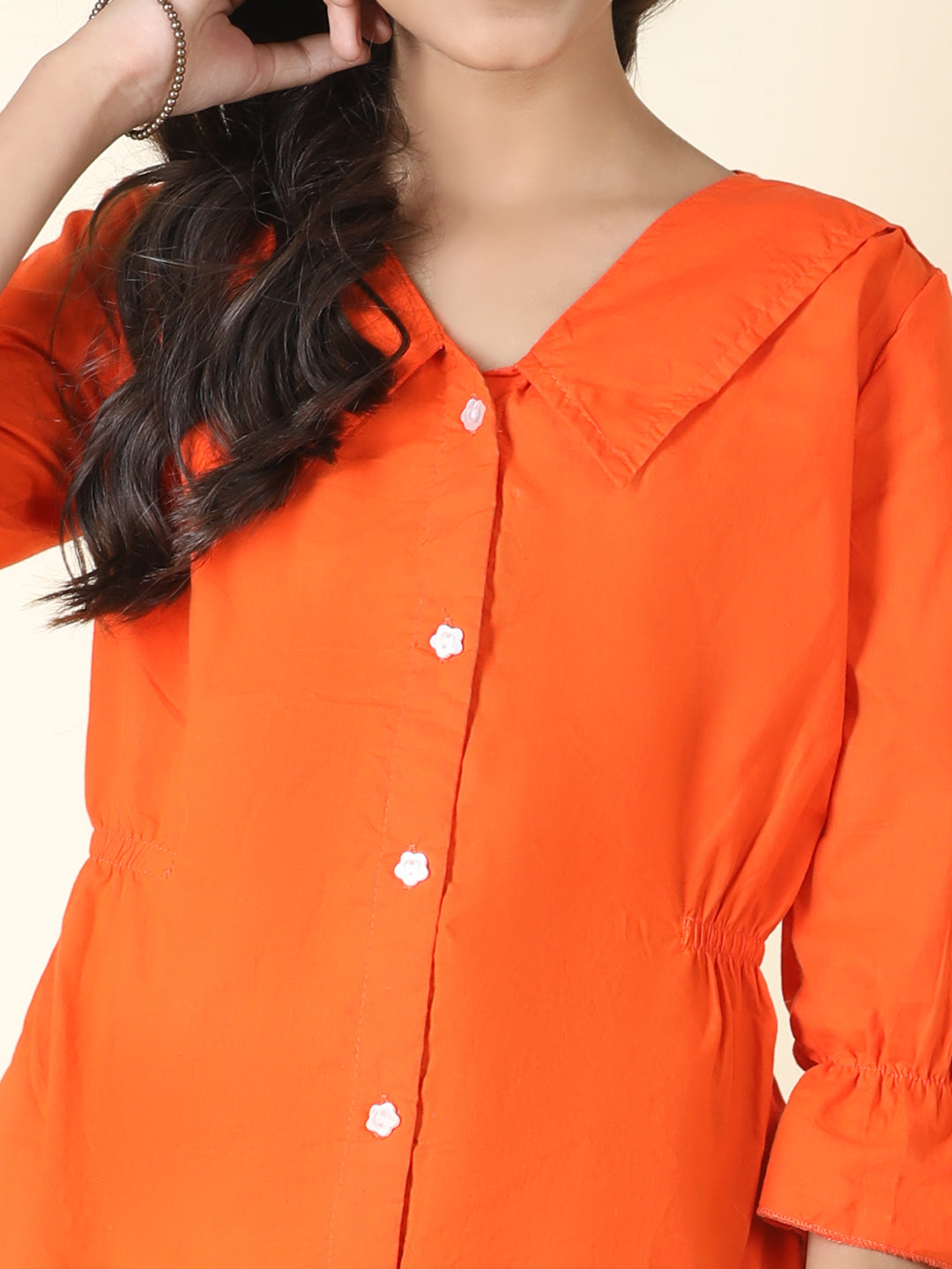 Cutiekins Girls Shirt Style Solid Top -Orange