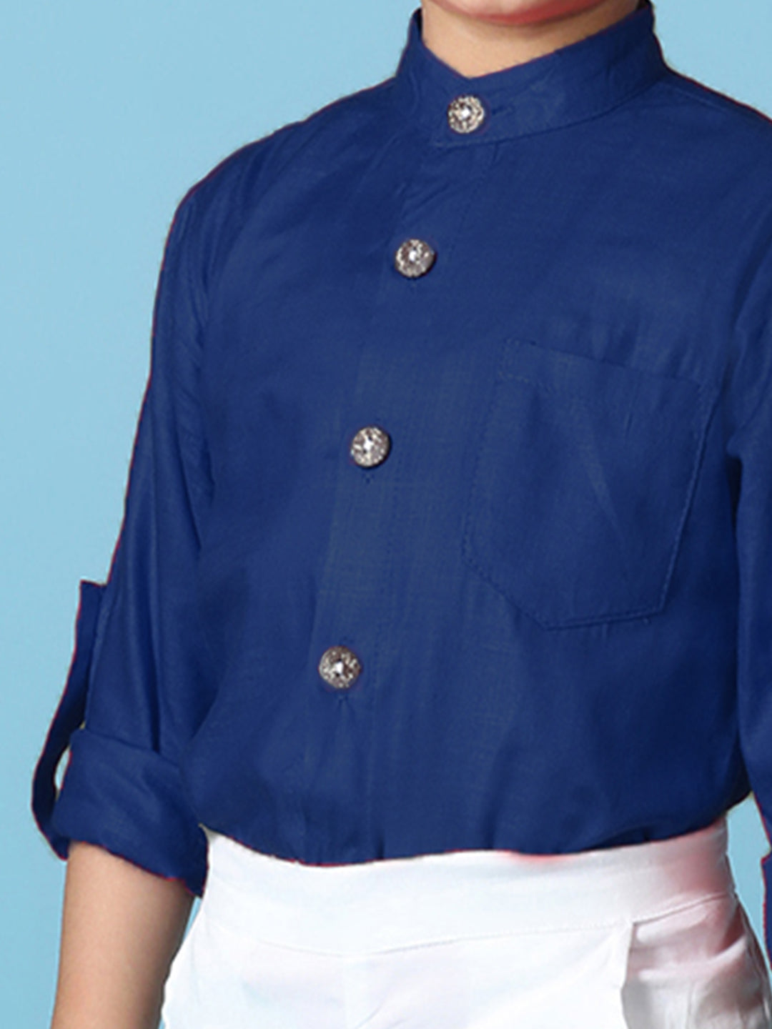 Cutiekins Boys Solid Rayon Shirt -Teal Blue