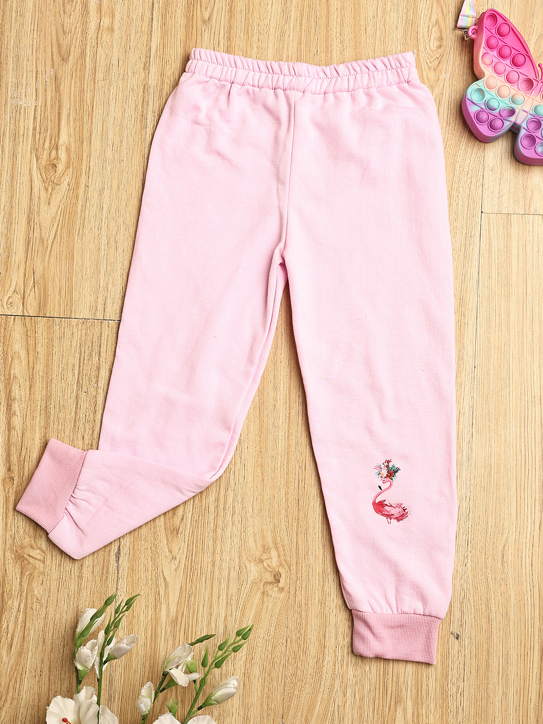 Cutiekins Girls Graphic Print Cozy Trackpant -Light Pink