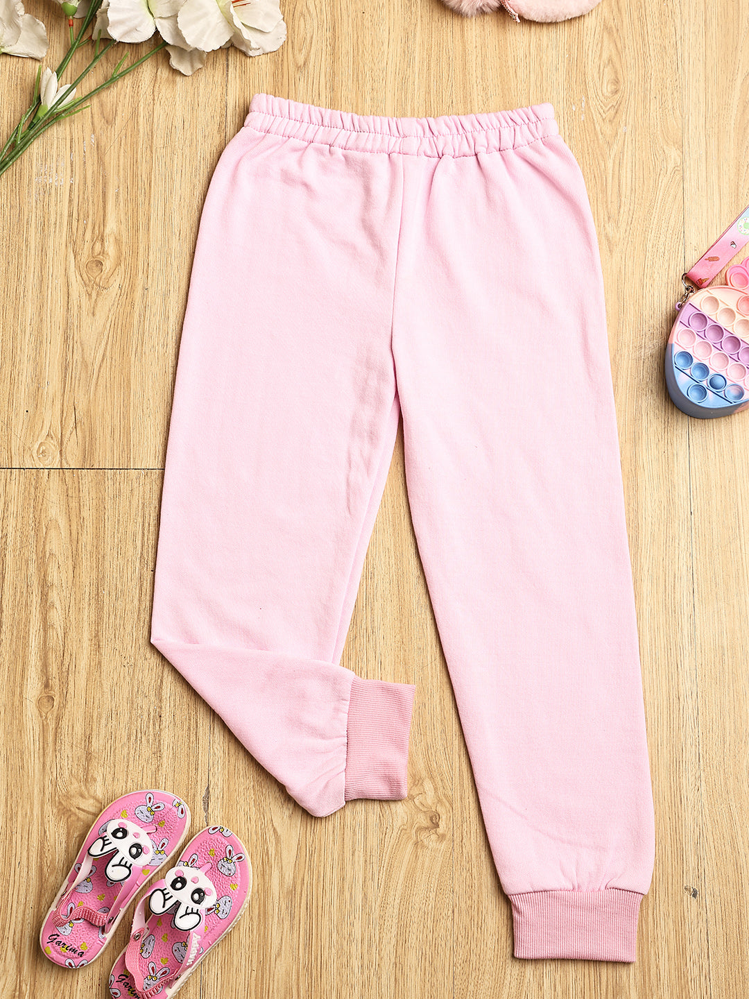 Cutiekins Girls Graphic Print Cozy Trackpant -Light Pink