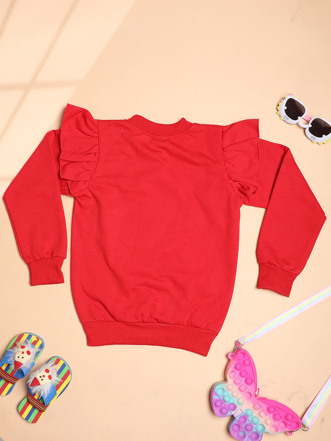 Cutiekins Girls Graphic Print  Trendy Winter Sweatshirt -Red