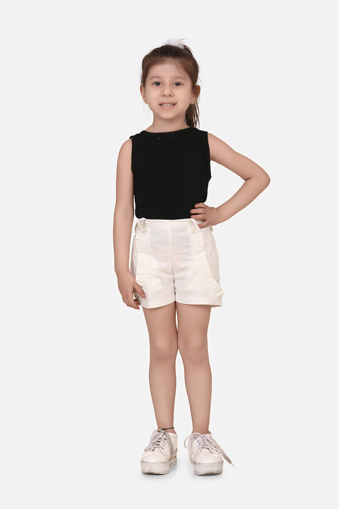 Cutiekins Short For Girls Casual Solid Lycra  (White)