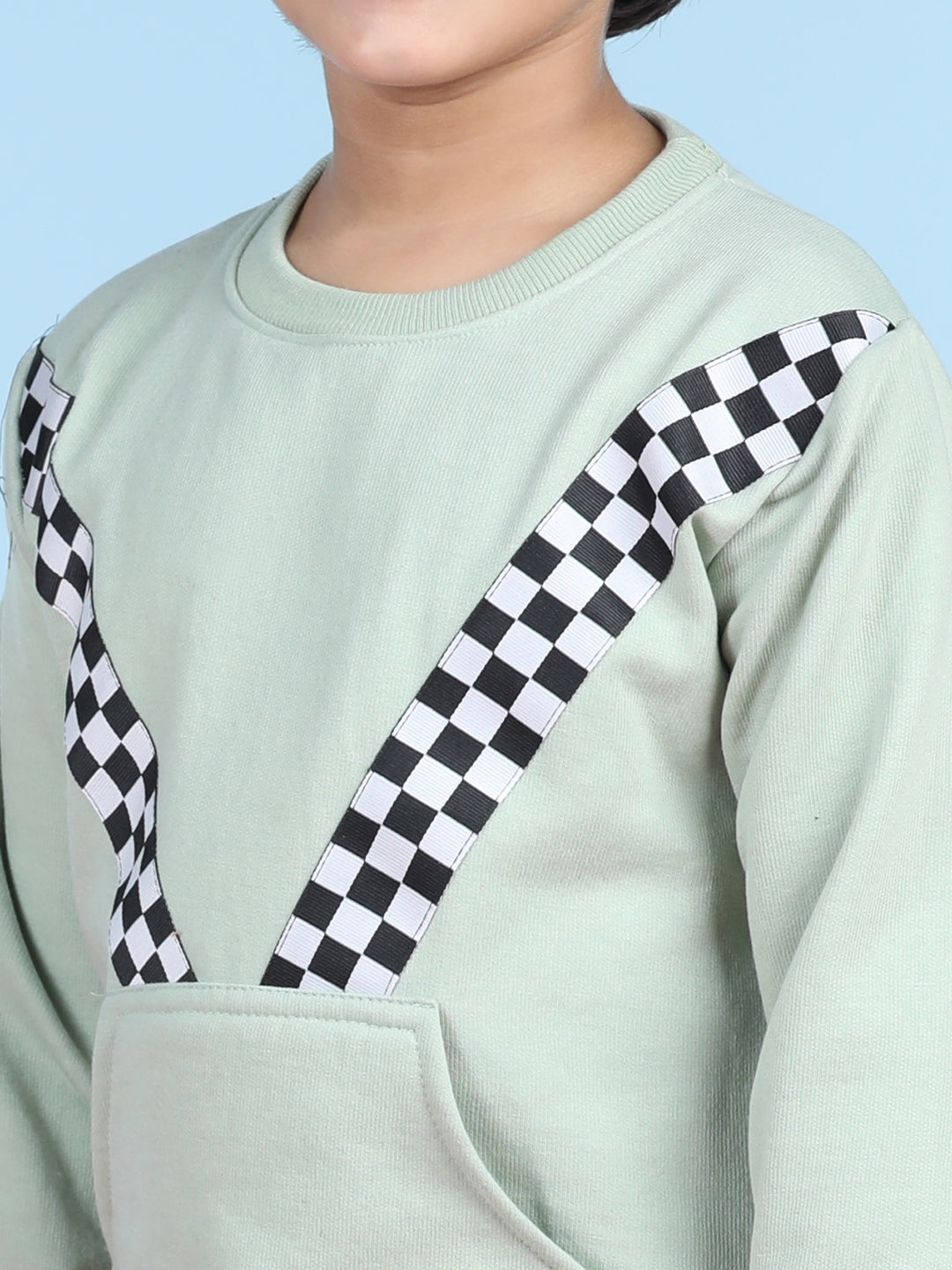 Cutiekins Boys Light Green & White Sweatshirt With Trackpant