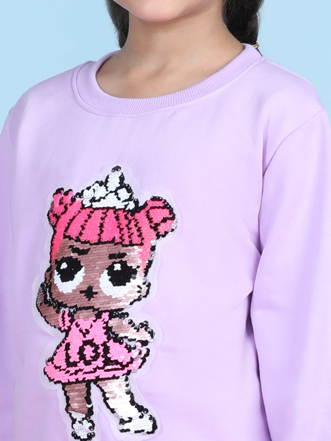 Cutiekins Girls Purple & Pink Sweatshirt With Trackpant