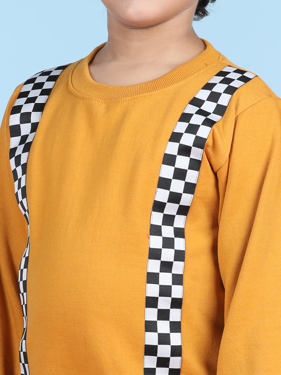 Cutiekins Boys Mustard & White Sweatshirt With Trackpant