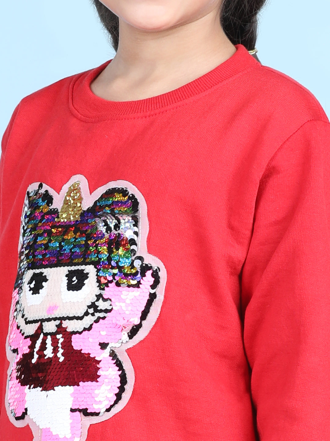 Cutiekins Girls Red & Pink Sweatshirt With Trackpant