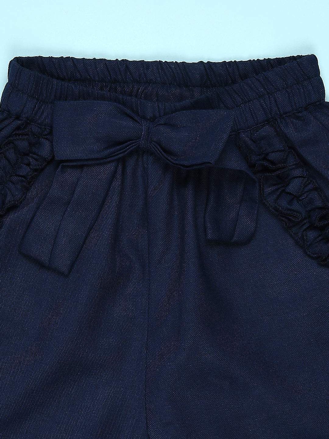 Cutiekins Girls Solid Embellished Big Bow Short -Navy Blue