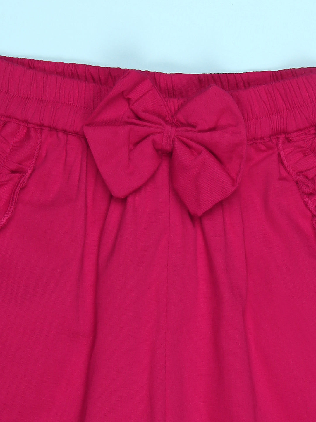 Cutiekins Girls Solid Embellished Small Bow Short -Magenta Pink