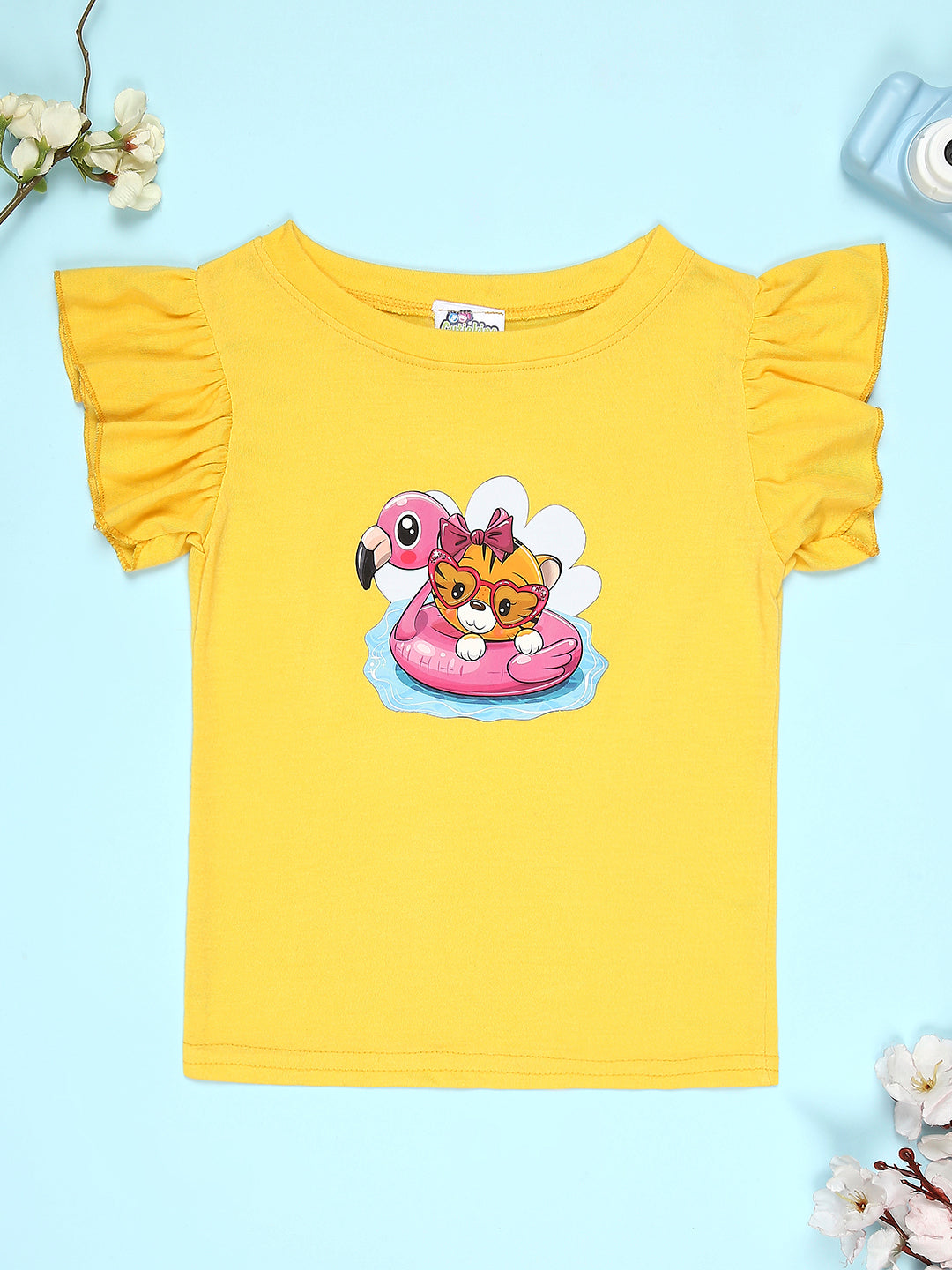 Cutiekins Girls Graphic Print T-Shirt -Yellow