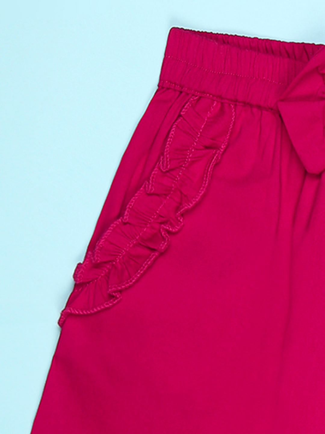 Cutiekins Girls Solid Embellished Small Bow Short -Magenta Pink
