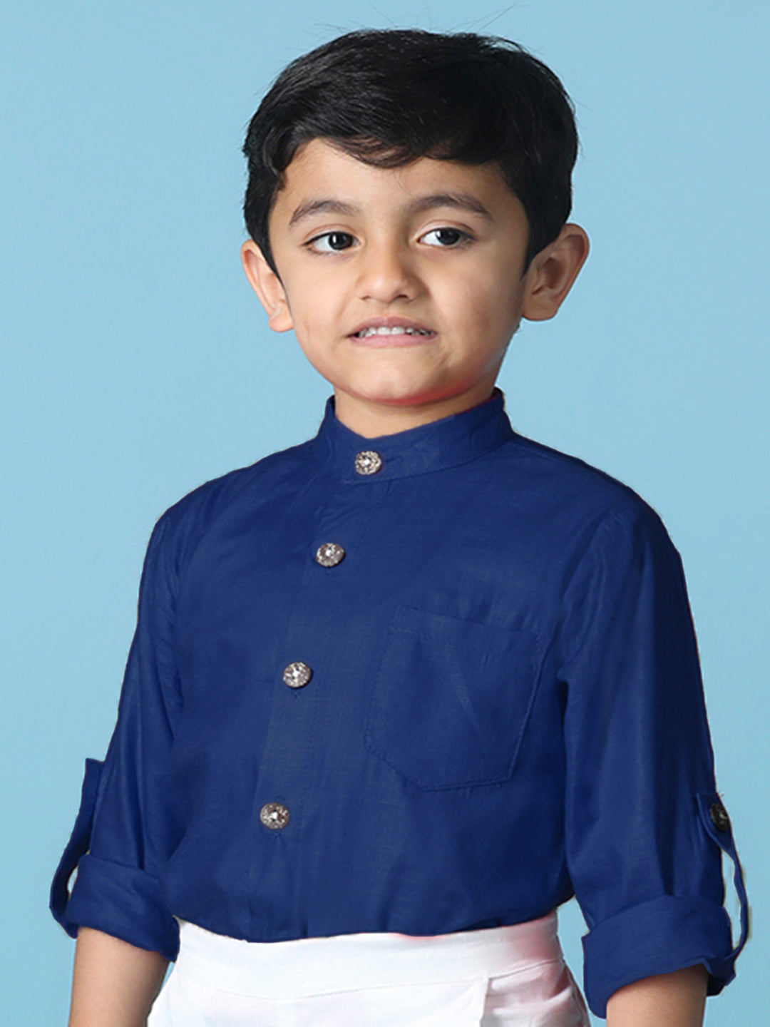 Cutiekins Boys Solid Rayon Shirt -Teal Blue