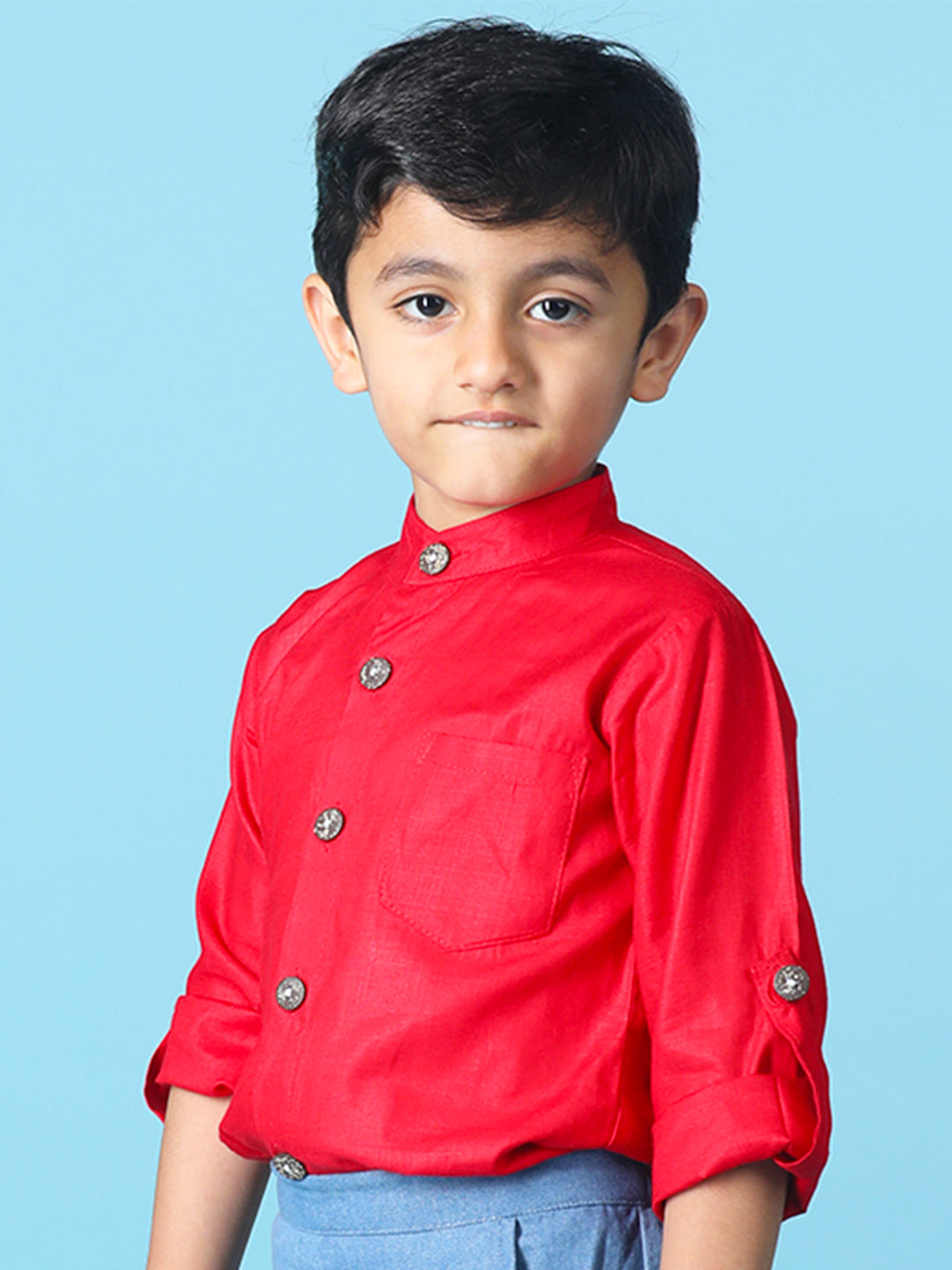 Cutiekins Boys Solid Rayon Shirt -Red