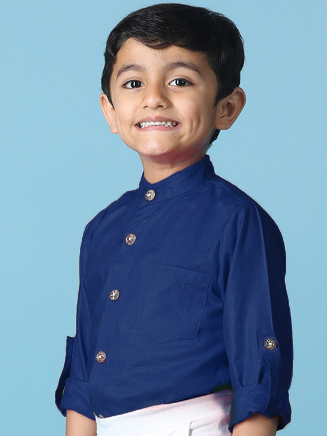 Cutiekins Boys Solid Rayon Shirt -Teal Blue