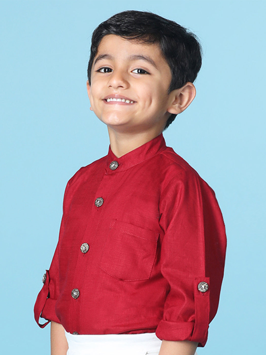 Cutiekins Boys Solid Rayon Shirt -Maroon