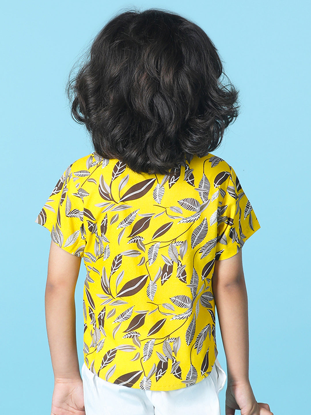 Cutiekins Boys Tropical Print Shirt -Yellow & Black