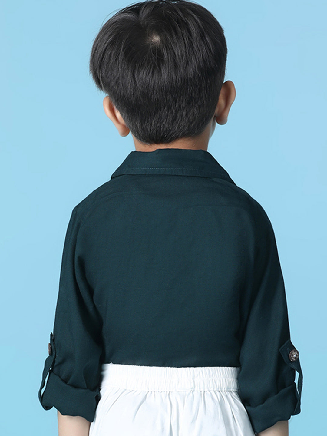 Cutiekins Boys Solid Rayon Shirt -Deep Green