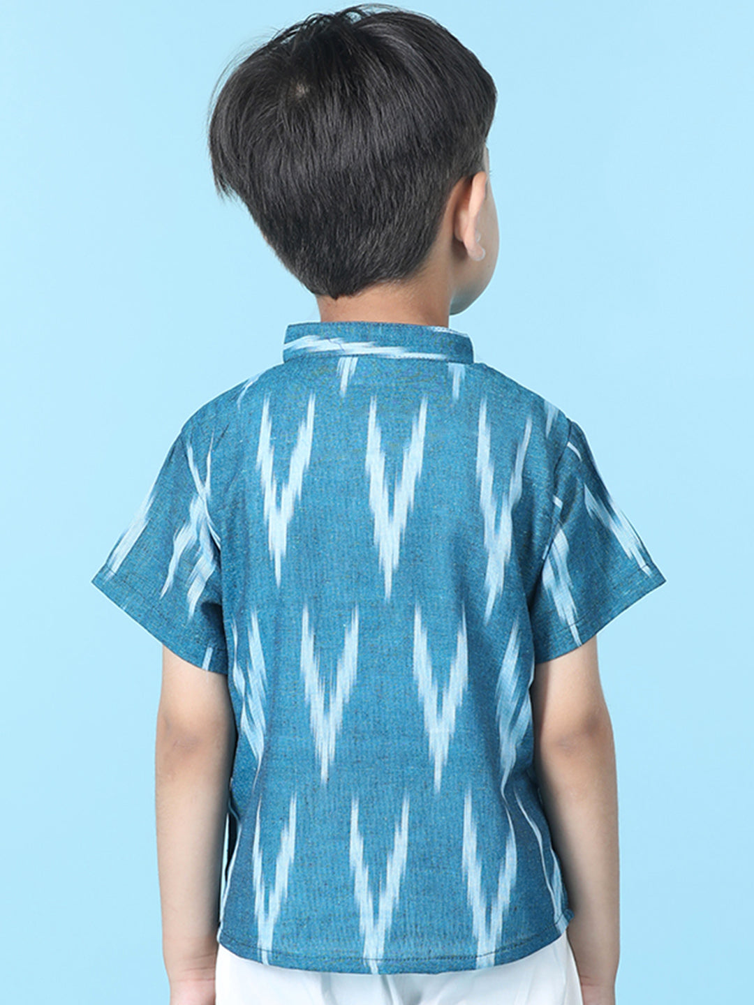 Cutiekins Boys Abstract Print T-Shirt -Ocean Blue & Off White