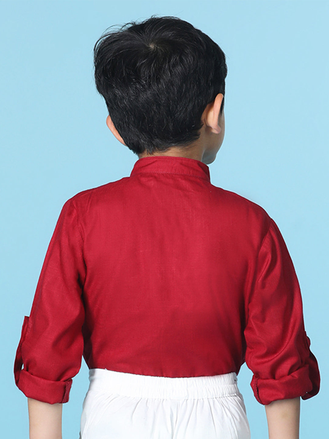 Cutiekins Boys Solid Rayon Shirt -Maroon